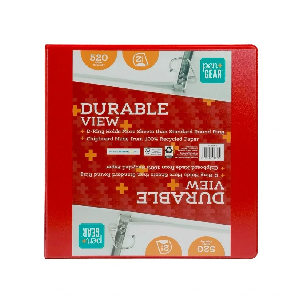 Two Durable View red binders by Pen Gear NWT